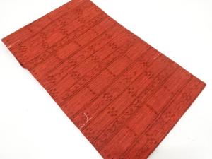 未使用品　手織り紬　更紗模様織り出し　名古屋帯